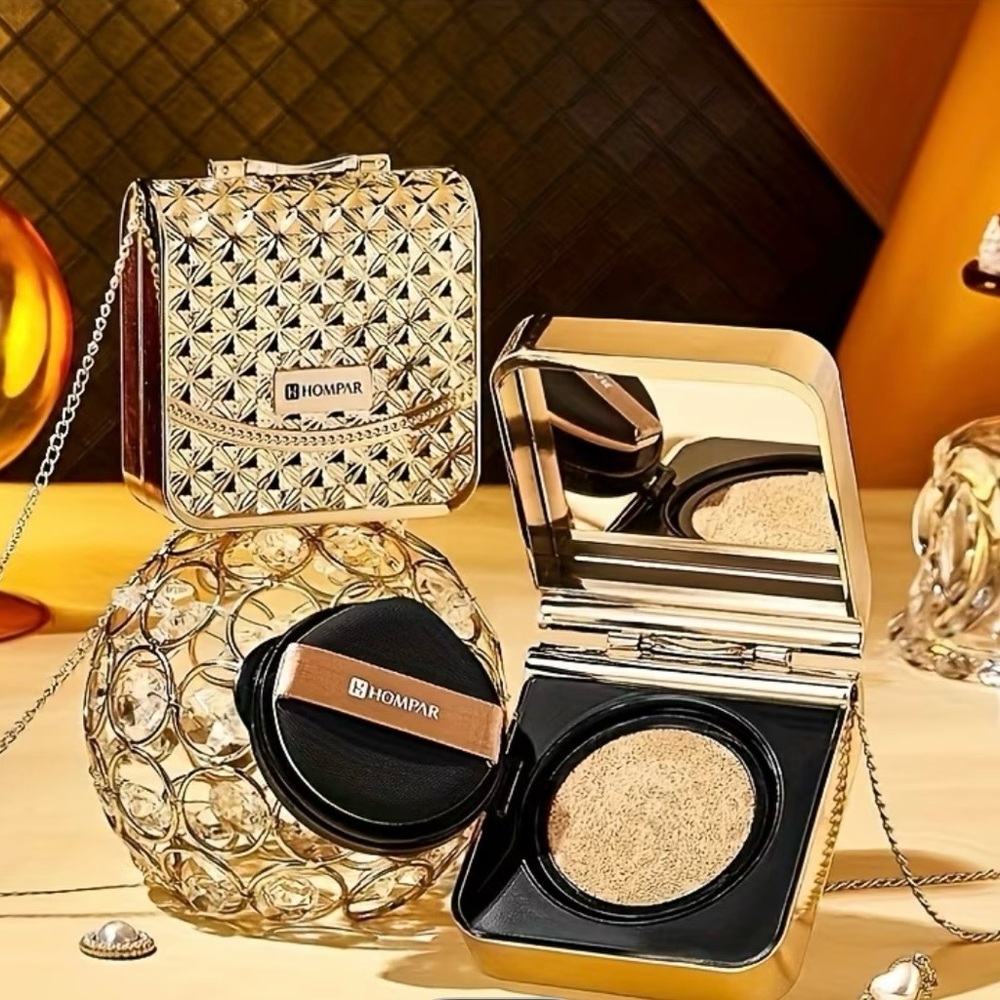 HOMPAR Small Golden Bag Air Cushion Foundation Concealer Long Lasting BB Cream
